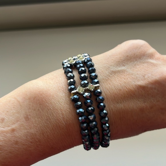 Blue bead and faux Diamond bracelet - Picture 2 of 5